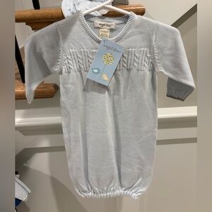 Angel Dear Soft Knit Baby Gown & Hat in Light Blue, NWT